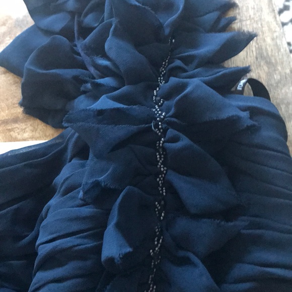 Tadashi Shoji Navy blue chiffon gown size 2 - Picture 6 of 7